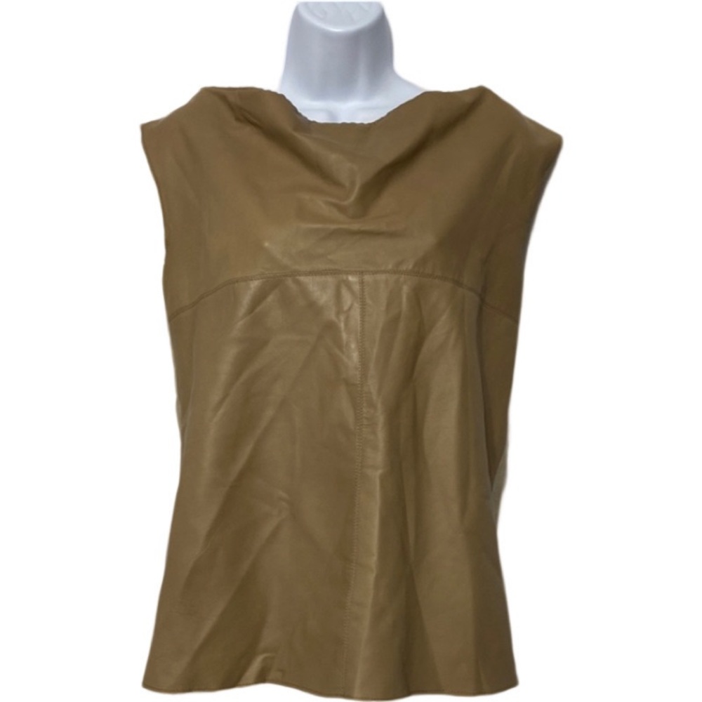 Dennis Merotto lamb skin draped front top
